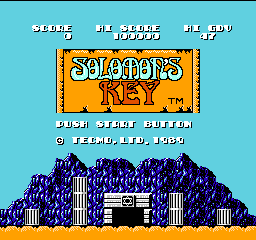 Solomon's Key title screen for NES